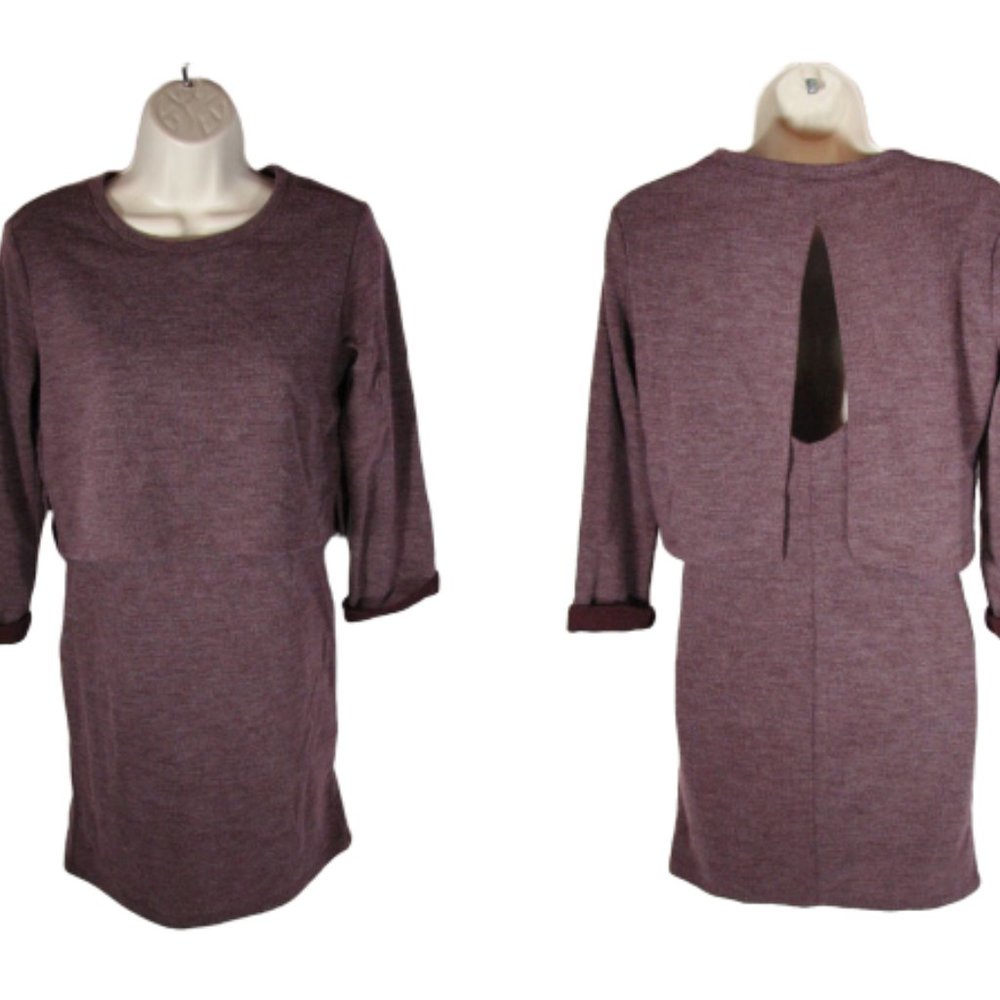 Forever 21 Dress Burgundy Knit Women's Size Medium Fleece Open Back
